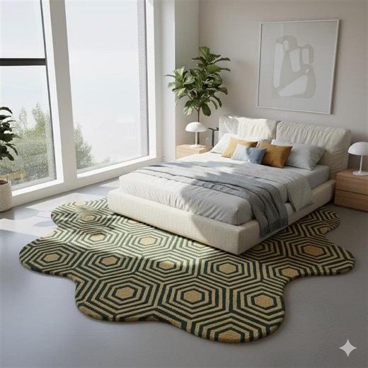 Irregular Rug, Modern Star Fish Shape Rug, Pure Wool Rug Dual Shade Gold Rug, Unique Pattern Rug, Custom Rug, Indian Rug Vintage Style - Etsy