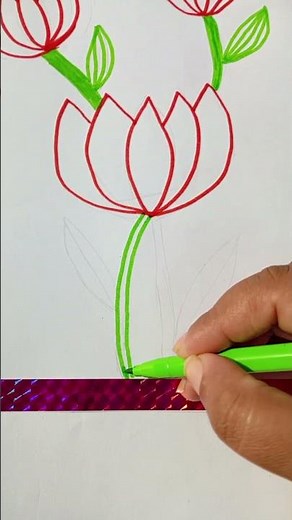 Simple Lotus Flower Drawing | Easy Floral Art for Beginners Step by Step #lotusart #flowerpainting