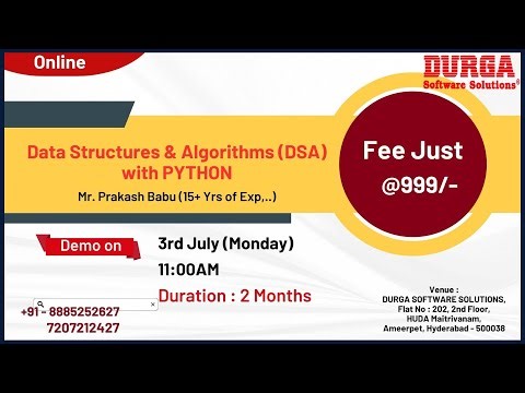 Data Structures & Algorithms with PYTHON Online Training @ DURGASOFT