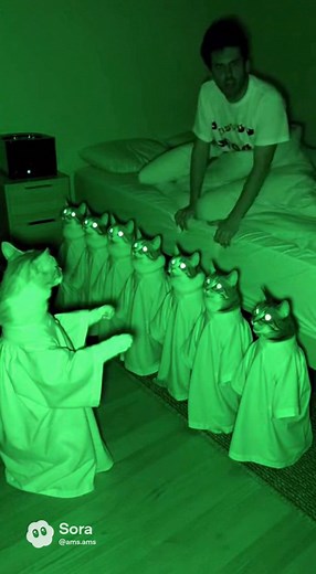 Charming Cat Choir Sings While Owners Sleep