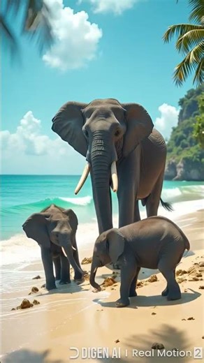 #wow elephant see the sea beach #elephant #baby elephant