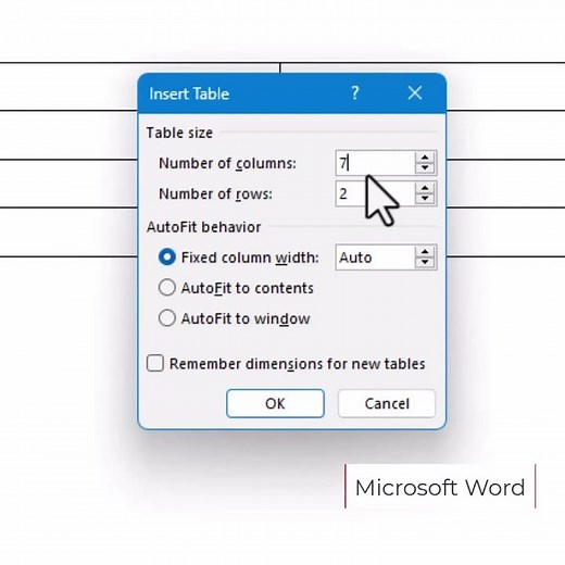 Microsoft Word Creating Table