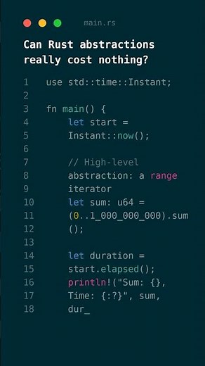 Rust Power Technique: Rust's Zero-Cost Abstract 💡 🤯 #viral #programming #shorts