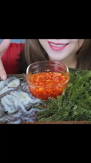Satisfying ASMR Eating Raw Octopus & Sea Grapes Mukbang