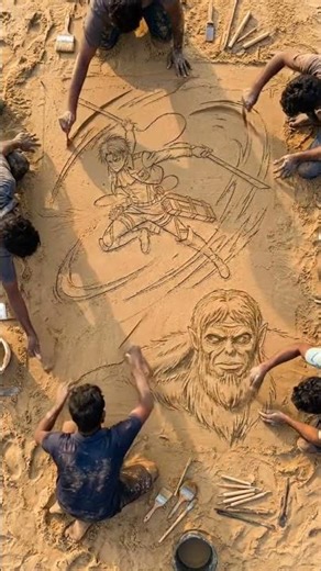 Levi vs Beast Titan Sand Art Battle 😱🔥 #shorts