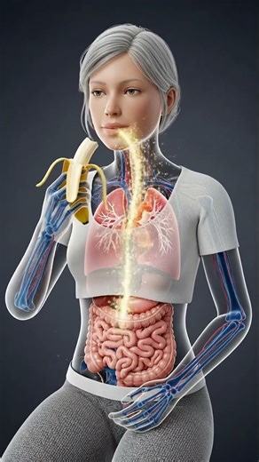 3D Female Body Animation: Eating Banana | Digestive System Visualization #shortsfeed #3danimation