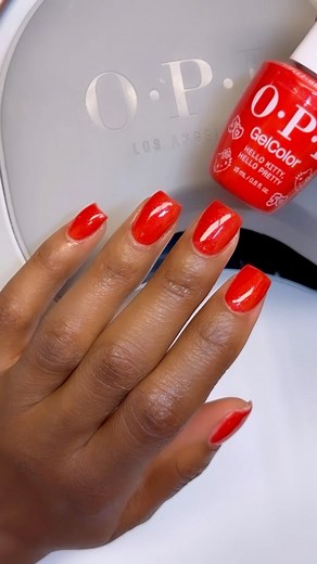46K views · 216 reactions | @whodidhernails swatches Hello Kitty’s signature red in Hello Kitty, Hello Pretty, a semi-sheer shimmer that’s as pretty as hue! ❤️#OPI #OPIObsessed #OPIxHelloKitty #HelloKitty50th | OPI | Facebook