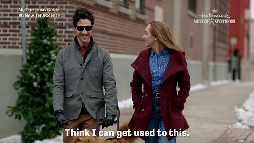 Thursday, discover the hope that a friendly guide dog inspires when he brings two broken hearts together in the all new "My Christmas Guide," starring Amber Marshall, Ben Mehl, and Justin Nurse! | Hallmark Mystery