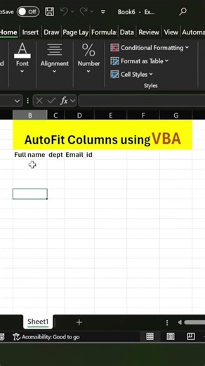 Autofit columns in excel Using(VBA).#shorts #excel #corporate #vba