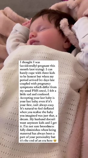 Sorry about the typo, I was rushing and didn’t proofread! The on-screen text should read, ‘differed’. The former English teacher in me isn’t happy!!! Anyway, I’m sharing this from Stories after receiving lots of messages that many of you have also felt this (complex) way too after the arrival of a late period. I’m using a video here of Florence as a baby (she’s now 2 and 2 months). So, I thought I was (accidentally) pregnant last month (not trying). I can barely cope with three kids to be honest