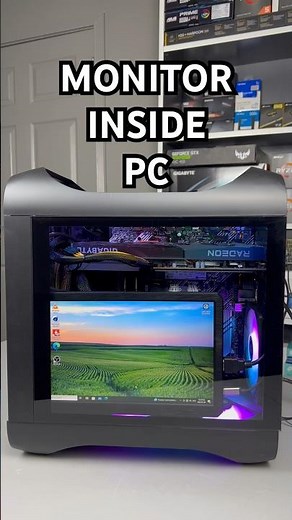 Monitor Inside PC - DIY Side Panel LCD Display Screen #shorts #pc #diy #display #monitor #lcd