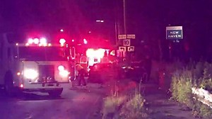 Major MVA with injuries Derby Ave New Haven CT, 1 passenger brought by AMR to hospital driver and two other passengers fled on foot police investigating | On Scene Media New Haven County