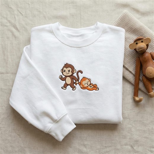 Funny Monkey Meme Embroidered Sweatshirt, Punch Monkey Viral Hoodie, Cozy Trendy Gift Idea - Etsy