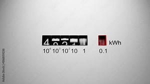 Close-up view of electrometer measuring electricity consumption. kWh counter.