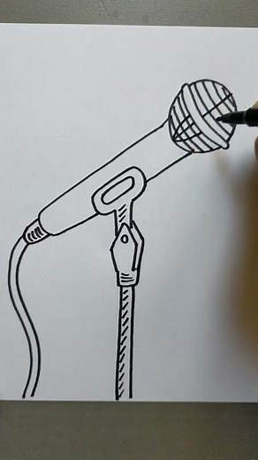 How To Draw A Microphone Easy | Microphone Step By Step Line Drawings | Easy drawing idea #shorts