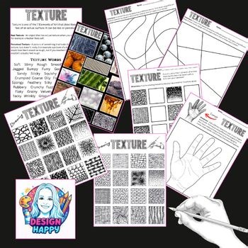 Texture Elements of Art Worksheet Resource Sub Plan Printable