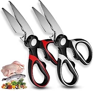Kitchen Scissors Heavy Duty Kitchen Shears,Stainless Steel Multi-function Scissors For Cooking Food, Chicken, Fish, Pizza, Herbs, Meat (2-Pack Heavy Duty)