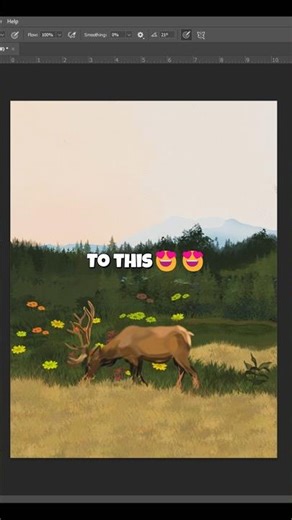 I went from THIS to THIS 🦌🎨 #shorts #digitalart #creative #painting #art #naturepainting