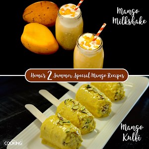 Hema’s 2 Summer Special Mango Recipes | Mango Kulfi | Mango Milkshake #Kulfi​ #MangoKulfi​ #IceCream​ #AamKulfi​ #SummerRecipes​ #DessertRecipes #AamKulfi #Mangomilkshake​ #milkshakeRecipes​ #DrinksRecipes #HomeCooking Mango milkshake Ingredients Ice cubes Ripe Mangoes - 3 medium sized Sugar - 4tsp Vanilla ice cream Milk - 2 cups Vanilla essence - 1/2 tsp (Buy : https://goo.gl/LSNp1U​ ) Method: 1. Take a mixer(Buy https://goo.gl/BPiR5y​ ), add ice cubes, sweet ripe mangoes, sugar, vanilla ice cr