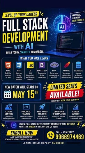 Full Stack Development with AI 🚀 | HTML, CSS, JS, Bootstrap, PHP | New Batch May 15 | Limited Seats