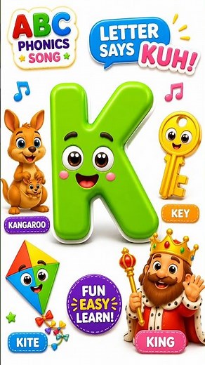 ABC Phonics Song | K is for Kite, Koala, Key & Kangaroo #shorts