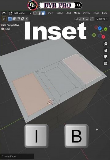 Blender Keyboard Shortcut ➦ Inset .