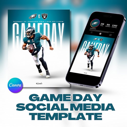 Game Day Social Media Canva Template Sports Graphic Customizable Match Day Instagram Post Template Facebook Sports Game Day Flyer Template - Etsy