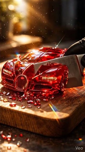 Wait for the cut… 😍This red crystal Bugatti looks too real to be glass!Super satisfying luxury vibes