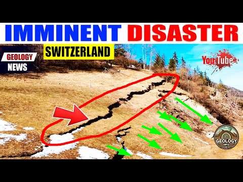 A MOUNTAIN IS CRACKING IN HALF IN SWITZERLAND AND COULD COLLAPSE.