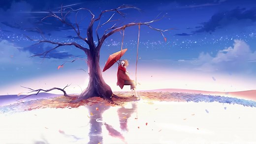 Lonely Anime Boy On Swing Live Wallpaper - WallpaperWaifu