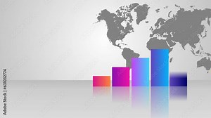 business graph animation bar chart and coin rolling