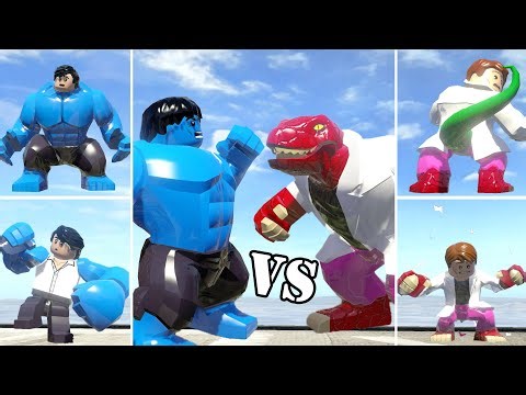 Transformation Clash: Blue Hulk vs. Lizard - Epic Battle in LEGO Marvel Superheroes!