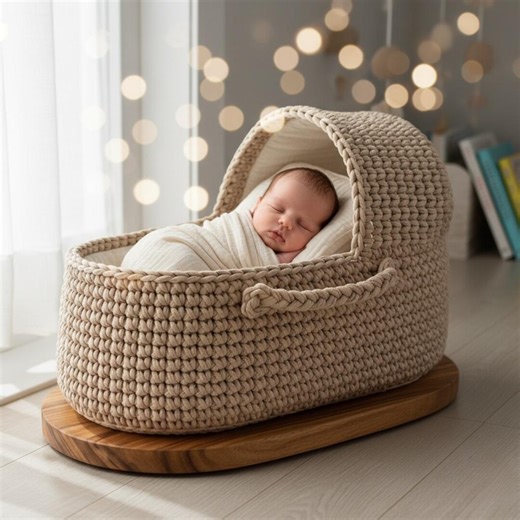 Crochet Moses Basket Pattern Pdf, Crochet Nursery Bassinet Pattern, Modern Crochet Cradle Basket, Chunky Yarn Nursery Basket Pattern Pdf - Etsy