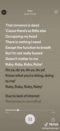 Complete Kaiser Chiefs Ruby Song Lyrics | eBay Wintern Special