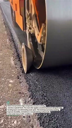 Perfect Asphalt Edge Compaction for Smooth, Durable Roads #RoadConstruction #Asphalt #Engineering