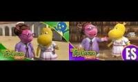 Mix of 2 videos from youtube : The backyardigans the masked retriever english & spanish mashup