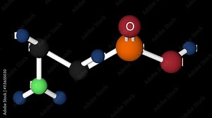 Taurine b2 molecule structure. Molecular structure of uric acid, 3D animation. Alpha channel.