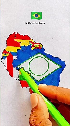 Draw Flag Map of Brazil 🇧🇷 #brazil