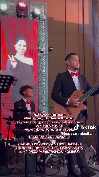 HOOGAA Project Band, offering everything from refined solo performances to grand ensembles of six or more; exquisitely tailored to your distinctive tastes and needs. OPEN FOR 2025 BOOKINGS! • LIVE ACOUSTIC PERFORMANCE | LIVE BAND • KL/SELANGOR & TRAVEL AROUND MALAYSIA • 6019 4334965 (BOOKING & INQUIRIES) #HOOGAAprojectband #foryou #letsHOOGAA #fyp #coversong #livebandkl #corporateevents #annualdinner #liveperformance #bandforhire #weddingbandkl #malaysiaevent