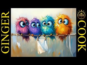 Fun Crazy Fuzzy Birds A Laundry Day Acrylic Painting for All Skill Levels