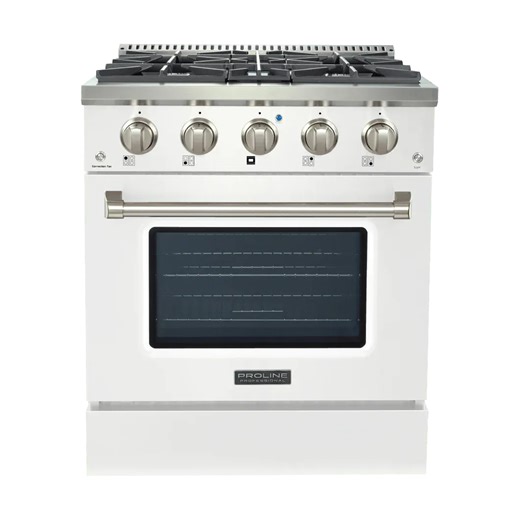 Proline PLSR 30 in. Dual Fuel Range — Glossy White | Proline Range Hoods