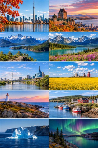 🇨🇦 10 PROVINCES OF CANADA — HOW MANY HAVE YOU VISITED? 🍁 From the Pacific coast to the Atlantic Ocean, Canada’s 10 provinces each have their own landscapes, cities, culture, and character. 🇨🇦 Ontario — Toronto, Ottawa, Niagara Falls & the Great Lakes ⚜️ Quebec — Montréal, Québec City, French culture & stunning landscapes 🏔️ British Columbia — Vancouver, mountains, forests & Pacific coastline ⛰️ Alberta — Calgary, Edmonton, Banff & the Rocky Mountains 🌾 Manitoba — Winnipeg, prairies, lakes