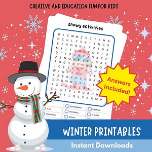 Printable Winter Wonderland-themed Word Search Puzzles for Kids - Fun Games With Arctic Animals, Winter Clothing and Snowy Activities - Etsy Australia