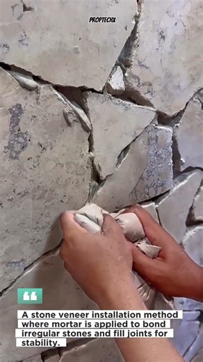 Stone Veneer Wall Repair Technique #construction #masonry #DIY