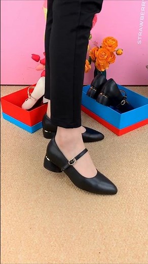 Top Trending Mary Jane Flats Women's Pointed Toe Block Heel Shoes #shoes #fashion #shortsfeed