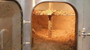 Brewing. Mixing of malt in the brewing tank. Used malt after brewing process. Stock Video