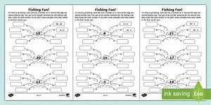 Fishing Fun Number Facts within 20 Worksheet