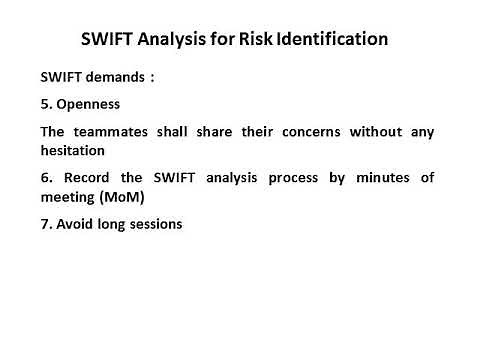 Risk Management by SWIFT Analysis