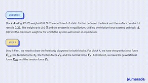 Block A in Fig. P5.72 weighs 60.0 N . The coefficient of...