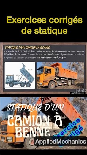 Exercices corrigés de statique | Benne d’un camion